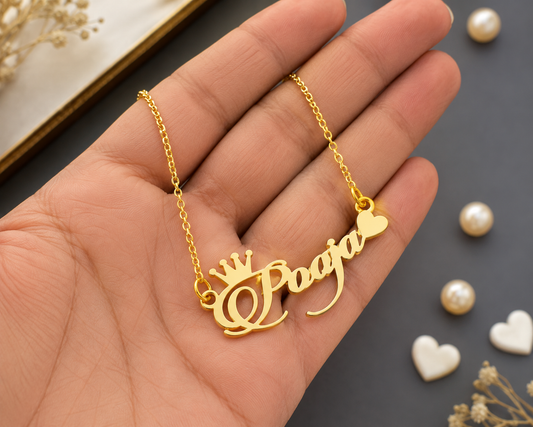 Gold Brass Necklace For Women Elegant Plated Design Pendant Stylish Daily Wear Gift Girls