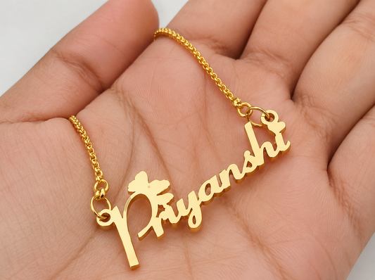 Gold Brass Necklace For Women Elegant Plated Design Pendant Stylish Daily Wear Gift Girls