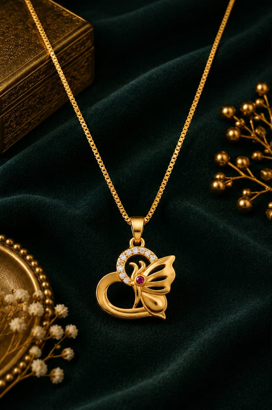 Elegant Swan Pendant Necklace for Women – Premium Gold Finish Designer Jewellery with Sparkling Stones