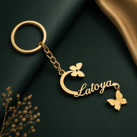 Gold Metal Key Chain For Unisex Awv Elegant Plated Design Stylish Daily Wear Gift