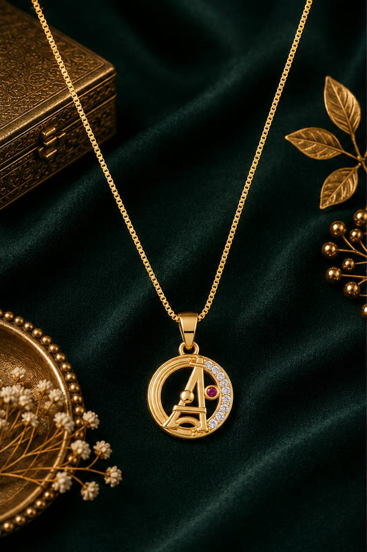 Elegant Gold-Plated Alphabet “A” Pendant Necklace for Women & Girls | Stylish Letter Initial Jewelry