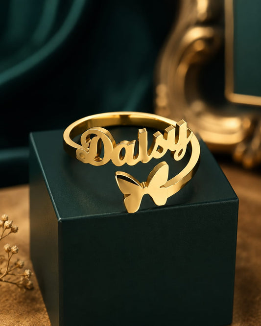 Personalized Dual Name Ring For Women Custom Couple Gold Plated Adjust Customizable Unique Gift