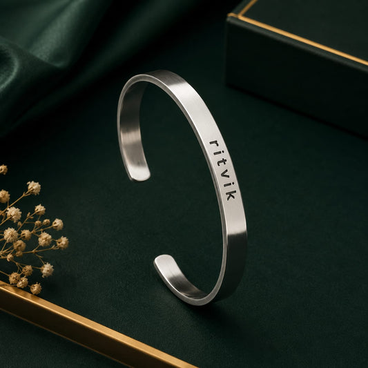 Silver Brass Western Casual Bracelet For Unisex Elegant Plated Design Kada Stylish Daily Wear
