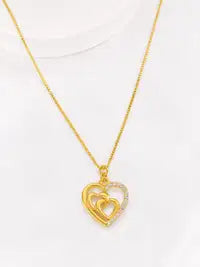 Gold-Tone Interlocking Heart Pendant Necklace with Crystal Accents