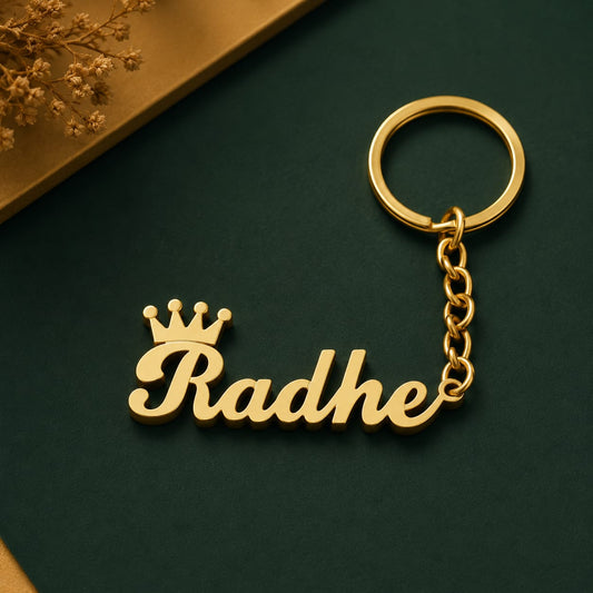 Gold Metal Key Chain For Unisex Elegant Plated Design Stylish Daily Wear Gift Women
