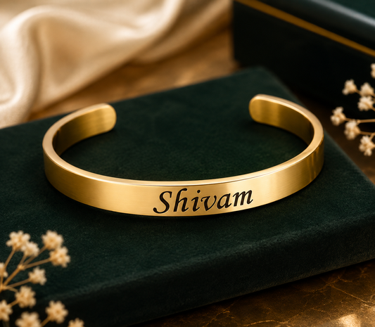 Gold Brass Western Casual Bracelet For Unisex Auxmjp Elegant Plated Design Kada Stylish Daily
