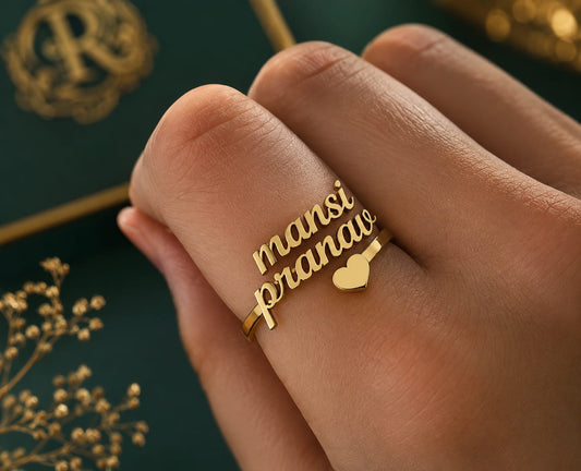 Personalized Butterfly Name Ring For Women Custom Adjustable Gold Plated Customizable Unique Gift And