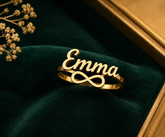 Personalized Infinity Name Ring For Women Custom Adjustable Gold Plate Customizable Plated Unique Gift