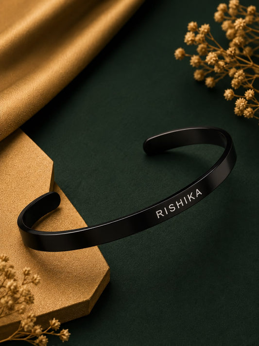 Black Brass Western Casual Bracelet For Unisex Rwm Elegant Gold Plated Design Kada Stylish
